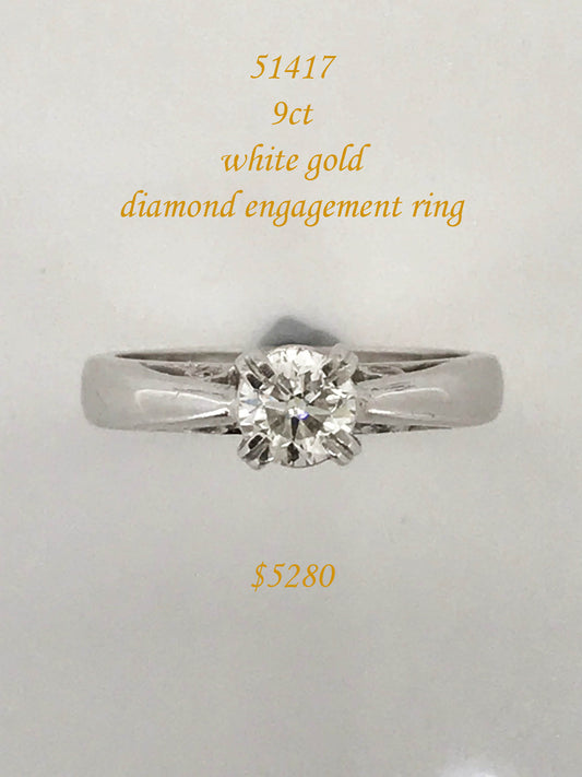 Solitaire white gold engagement ring of 0.60carats