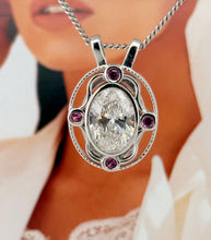 Load image into Gallery viewer, Diamond and Pink Sapphire oval pendant by paddyb
