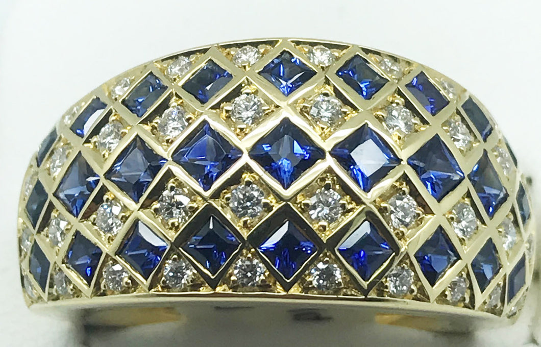 Sapphire and diamond ladies dress ring.