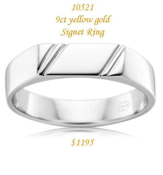 9ct white gold signet ring