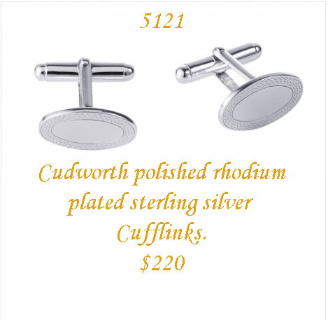 Cufflinks by Cudworth. Rhodium plated sterling silver.