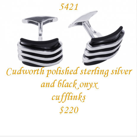 Cufflinks by Cudworth in sterling silver and black onyx.