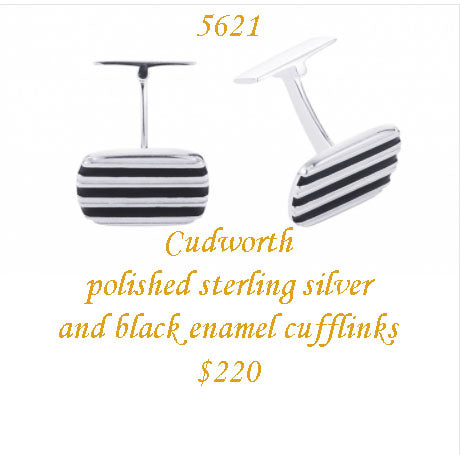 Cufflinks by Cudworth in sterling silver and black enamel.