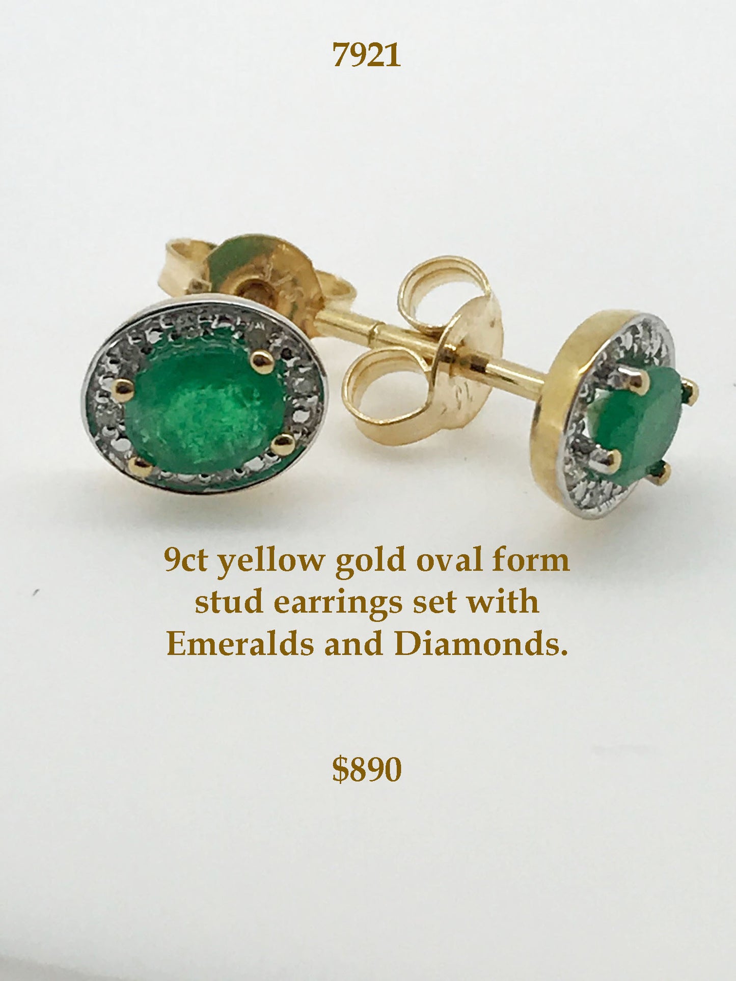 Emerald and Diamond 9ct gold Earrings