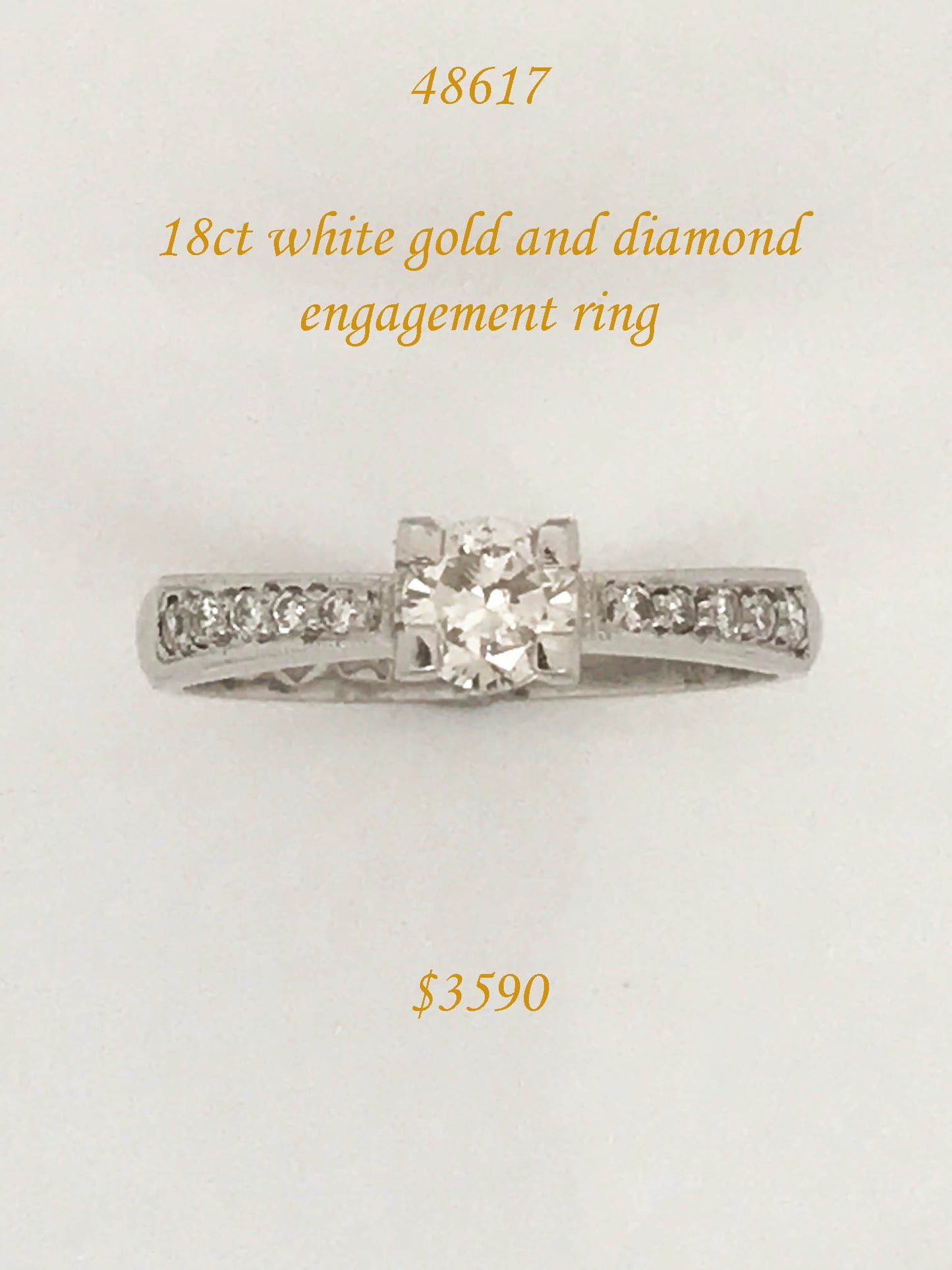 Classic 18ct white gold and diamond engagement ring.