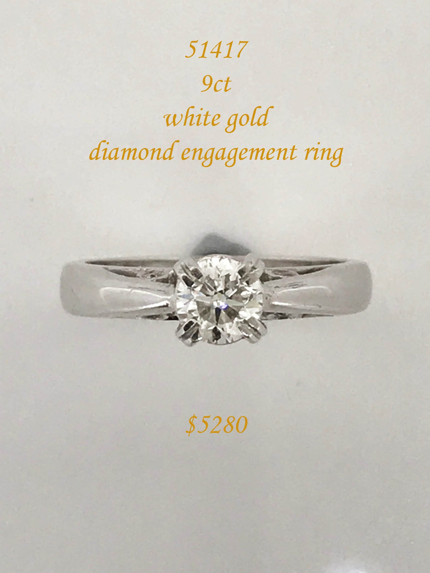 Solitaire white gold engagement ring of 0.60carats