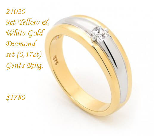 Diamond set 9ct yellow and white gold gents ring