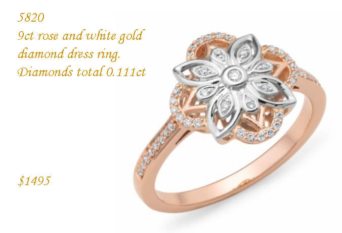 Diamond 9ct gold ladies dress ring.